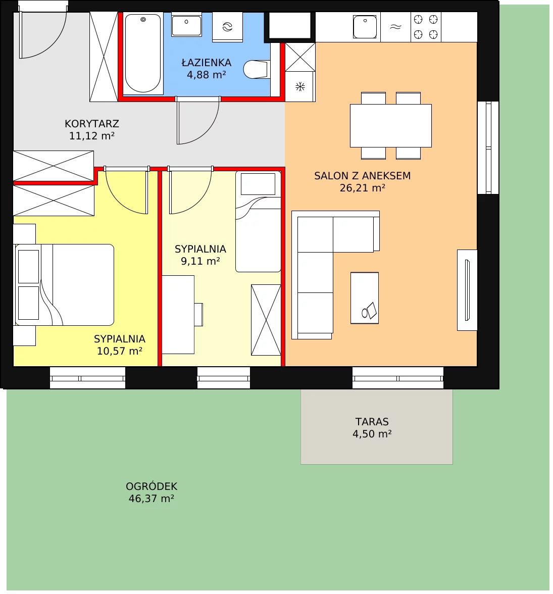 3 pokoje, mieszkanie 61,89 m², parter, oferta nr B8-K1-0-6, Żerniki Na Novo II, Wrocław, Żerniki, ul. Maxa Berga