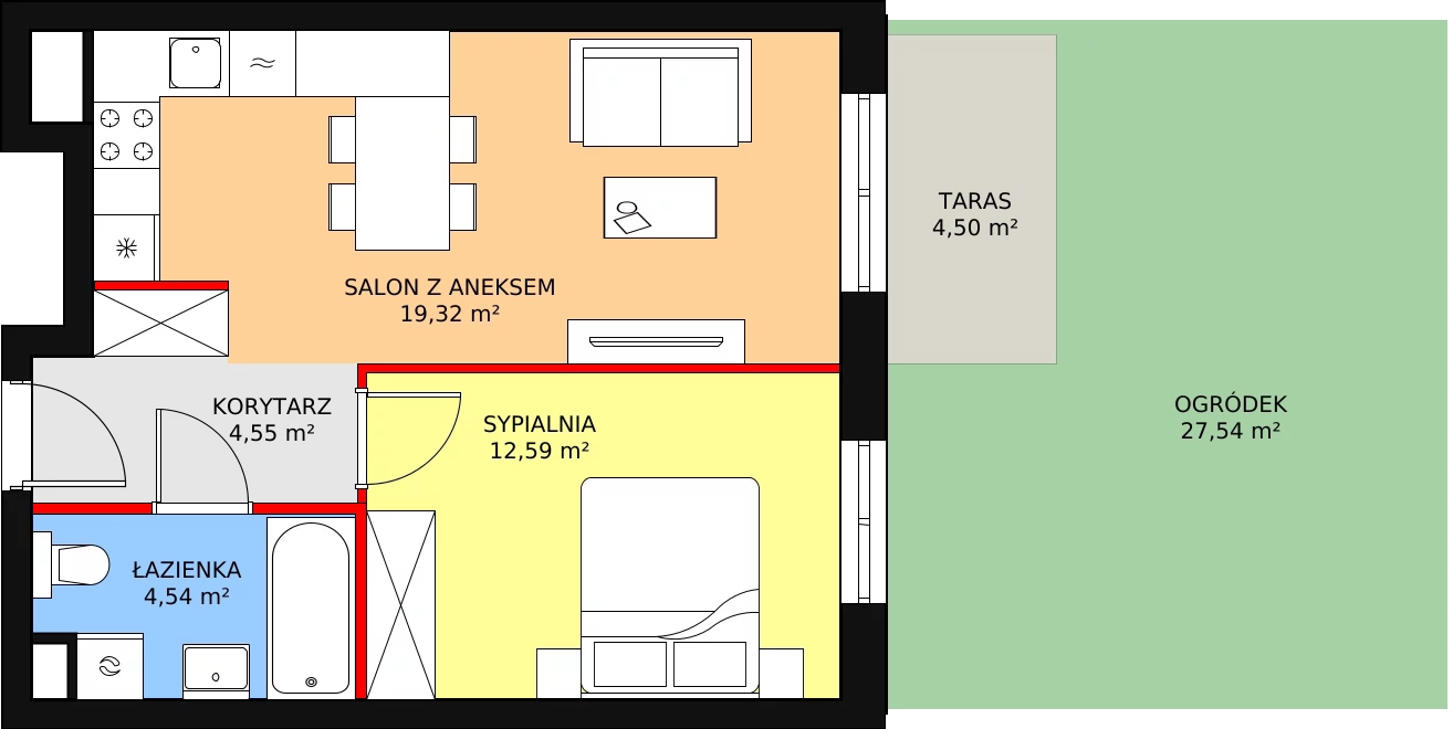 Mieszkanie 41,00 m², parter, oferta nr B8-K3-0-3, Żerniki Na Novo II, Wrocław, Żerniki, ul. Maxa Berga