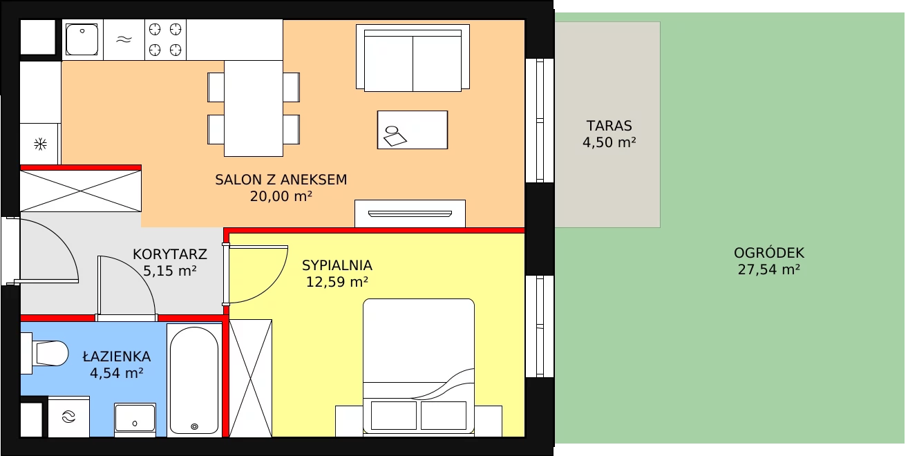 Mieszkanie 42,28 m², parter, oferta nr B8-K3-0-4, Żerniki Na Novo II, Wrocław, Żerniki, ul. Maxa Berga