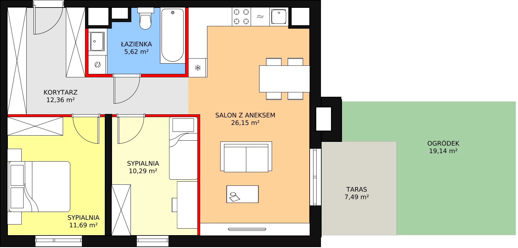 3 pokoje, mieszkanie 65,71 m², piętro 5, oferta nr B8-K1-5-42, Żerniki Na Novo II, Wrocław, Żerniki, ul. Maxa Berga