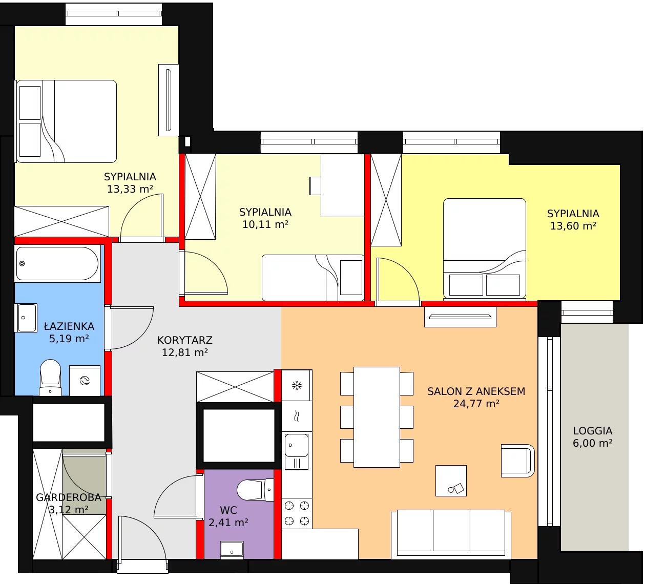 Mieszkanie 88,48 m², piętro 10, oferta nr a.2.10.01, ATAL SKY+ II, Katowice, Wełnowiec-Józefowiec, Wełnowiec, al. Wojciecha Korfantego 93-99