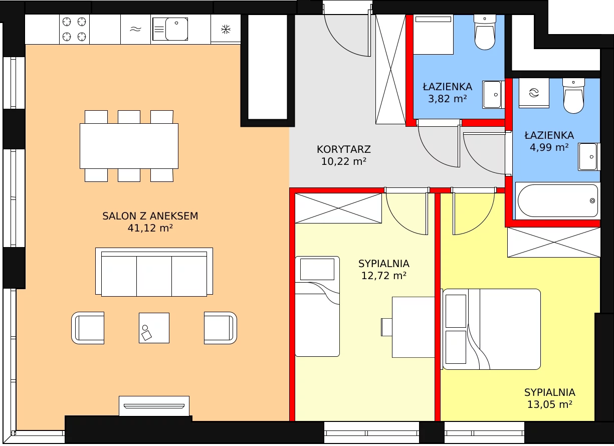 3 pokoje, mieszkanie 88,30 m², piętro 16, oferta nr a.2.16.05, ATAL SKY+ II, Katowice, Wełnowiec-Józefowiec, Wełnowiec, al. Wojciecha Korfantego 93-99