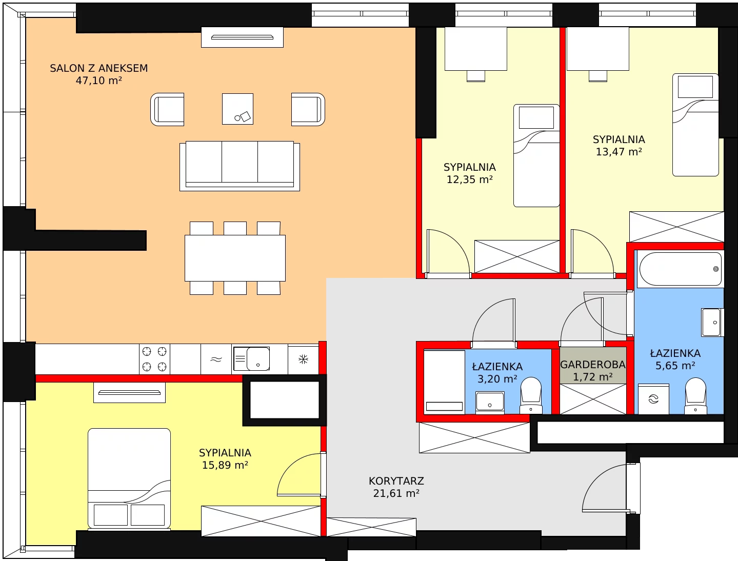 4 pokoje, apartament 123,76 m², piętro 16, oferta nr a.2.16.06, ATAL SKY+ II, Katowice, Wełnowiec-Józefowiec, Wełnowiec, al. Wojciecha Korfantego 93-99