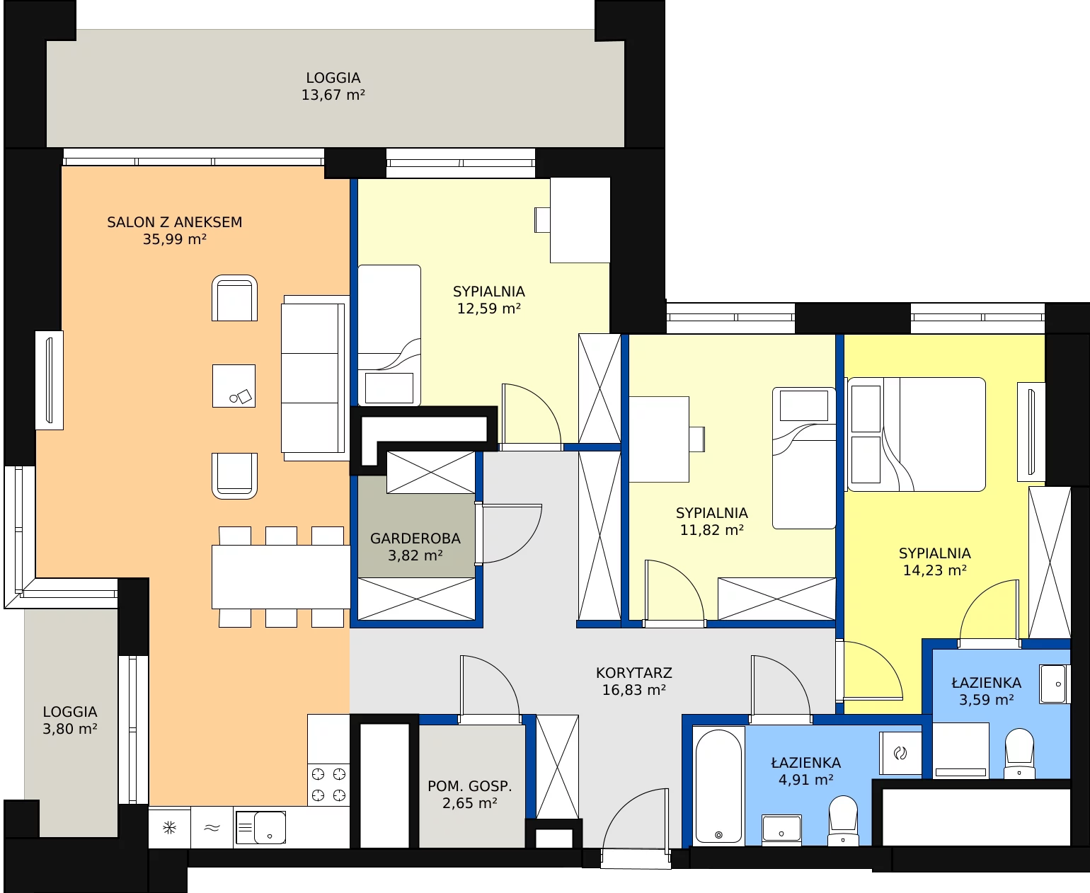 Zalety apartamentu 111.77 m², a.1.2.04
