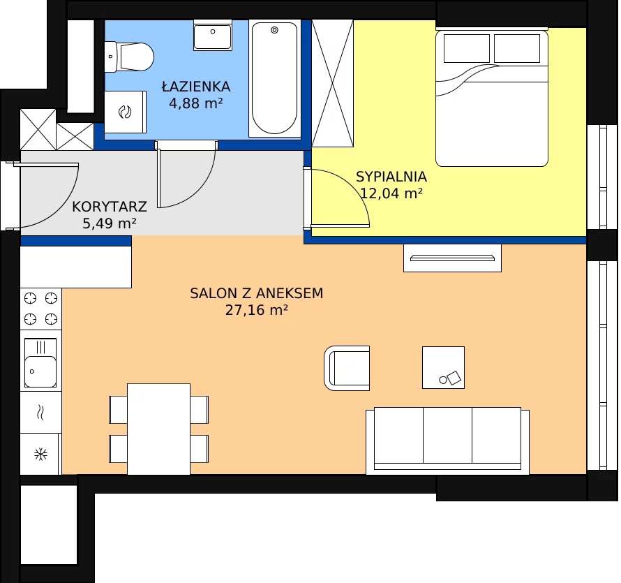 Zalety apartamentu 50.38 m², a.2.21.03