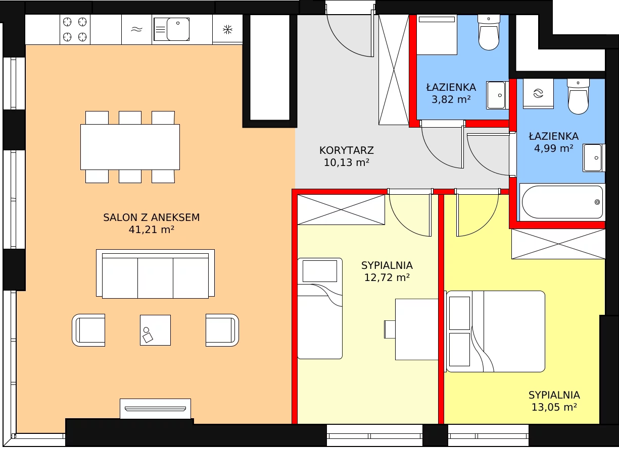 Mieszkanie 88,30 m², piętro 22, oferta nr a.2.22.05, ATAL SKY+ II, Katowice, Wełnowiec-Józefowiec, Wełnowiec, al. Wojciecha Korfantego 93-99