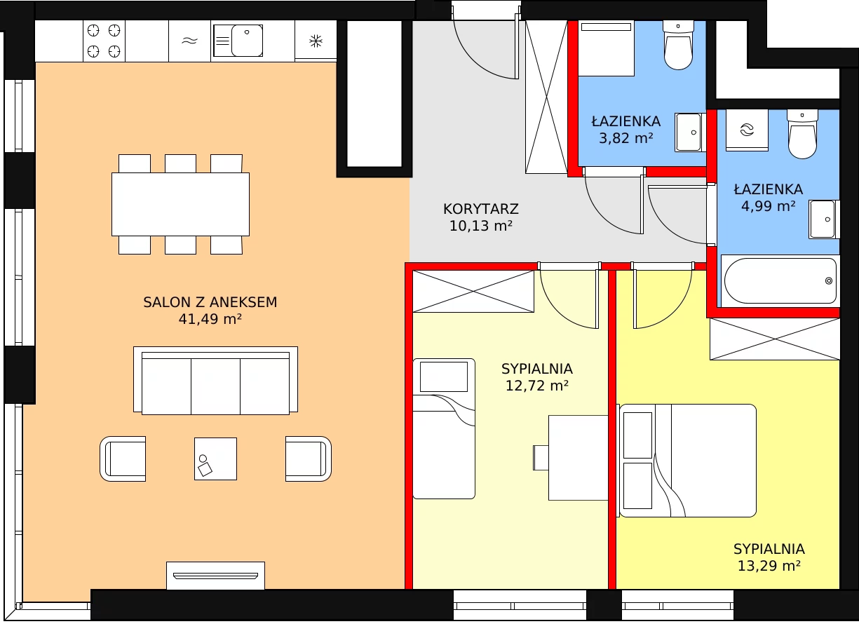 Mieszkanie 88,82 m², piętro 25, oferta nr a.2.25.05, ATAL SKY+ II, Katowice, Wełnowiec-Józefowiec, Wełnowiec, al. Wojciecha Korfantego 93-99