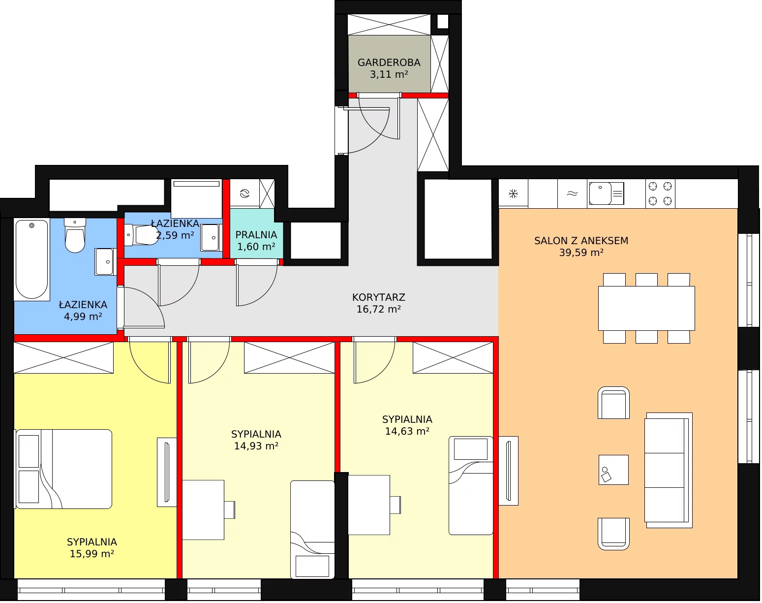 4 pokoje, apartament 116,19 m², piętro 30, oferta nr a.2.30.01, ATAL SKY+ II, Katowice, Wełnowiec-Józefowiec, Wełnowiec, al. Wojciecha Korfantego 93-99