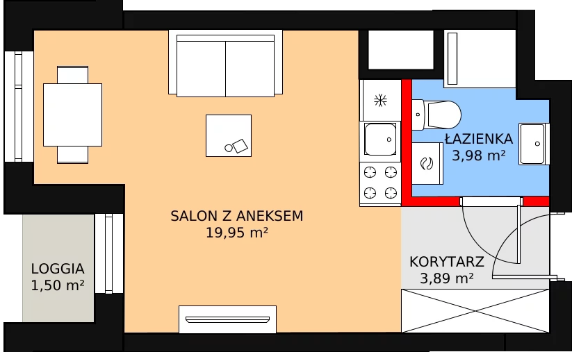 1 pokój, apartament inwestycyjny 28,38 m², parter, oferta nr c.1.0.02, ATAL SKY+ Apartamenty Inwestycyjne, Katowice, Wełnowiec-Józefowiec, Wełnowiec, al. Wojciecha Korfantego 85