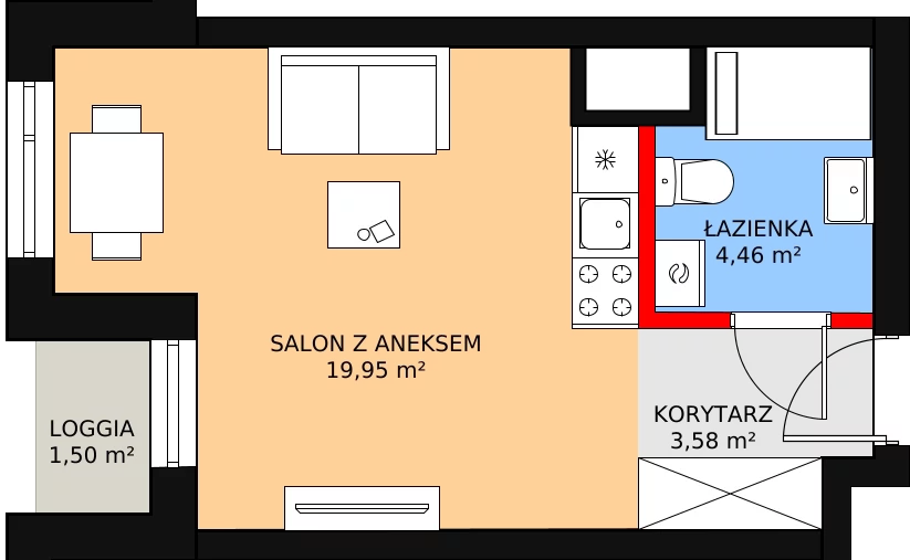 Apartament inwestycyjny 28,61 m², parter, oferta nr c.1.0.03, ATAL SKY+ Apartamenty Inwestycyjne, Katowice, Wełnowiec-Józefowiec, Wełnowiec, al. Wojciecha Korfantego 85