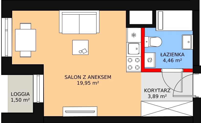 Apartament inwestycyjny 28,89 m², parter, oferta nr c.1.0.04, ATAL SKY+ Apartamenty Inwestycyjne, Katowice, Wełnowiec-Józefowiec, Wełnowiec, al. Wojciecha Korfantego 85