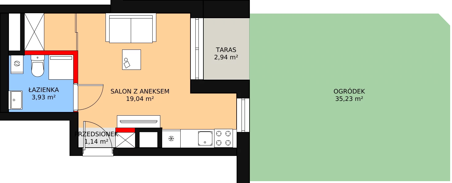 1 pokój, apartament inwestycyjny 25,86 m², parter, oferta nr c.2.0.01, ATAL SKY+ Apartamenty Inwestycyjne, Katowice, Wełnowiec-Józefowiec, Wełnowiec, al. Wojciecha Korfantego 85