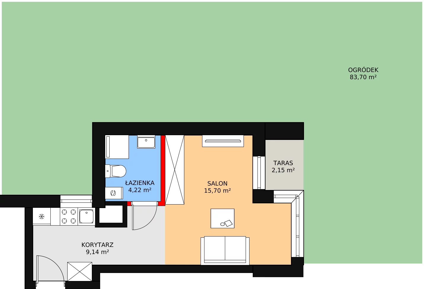 Apartament inwestycyjny 24,94 m², parter, oferta nr c.2.0.02, ATAL SKY+ Apartamenty Inwestycyjne, Katowice, Wełnowiec-Józefowiec, Wełnowiec, al. Wojciecha Korfantego 85