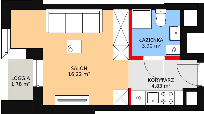 1 pokój, apartament inwestycyjny 36,95 m², piętro 10, oferta nr c.2.10.06, ATAL SKY+ Apartamenty Inwestycyjne, Katowice, Wełnowiec-Józefowiec, Wełnowiec, al. Wojciecha Korfantego 85