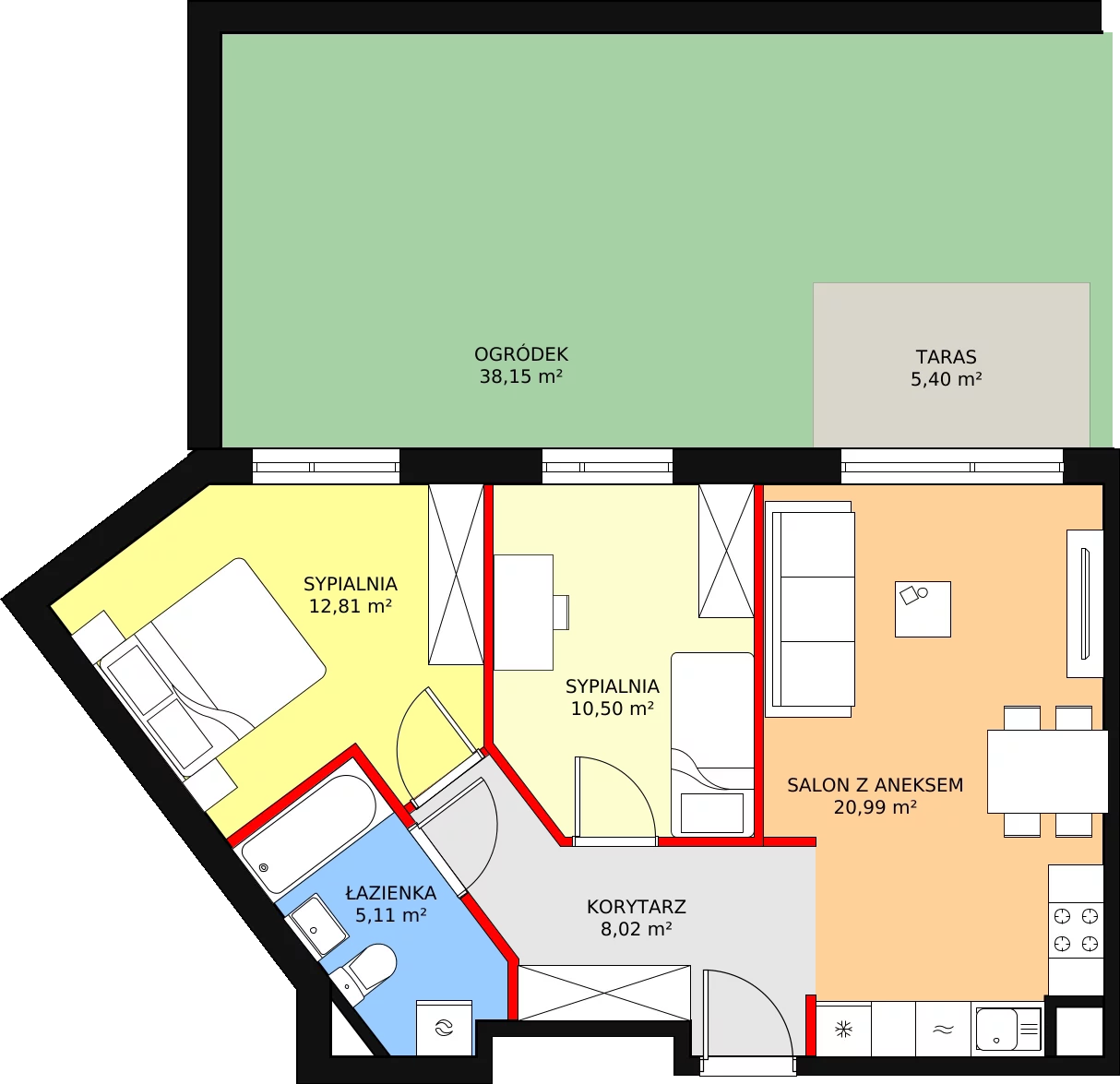 Mieszkanie 57,43 m², parter, oferta nr A.01.0.03, Warszawska 58A, Warszawa, Ursus, Niedźwiadek, ul. Warszawska 58a