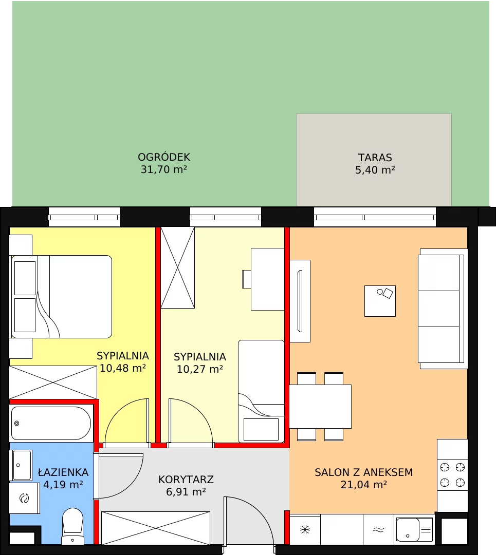 Mieszkanie 52,89 m², parter, oferta nr A.01.0.05, Warszawska 58A, Warszawa, Ursus, Niedźwiadek, ul. Warszawska 58a