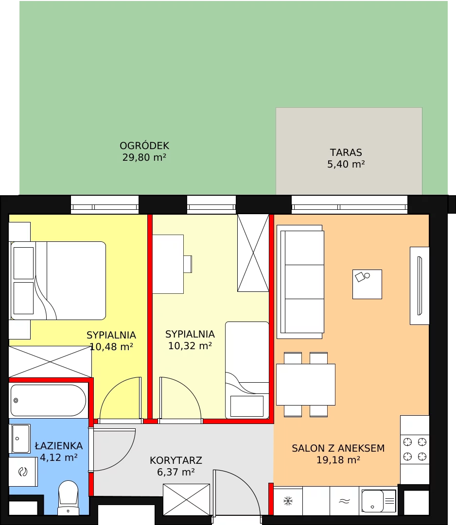 Mieszkanie 50,47 m², parter, oferta nr A.01.0.06, Warszawska 58A, Warszawa, Ursus, Niedźwiadek, ul. Warszawska 58a