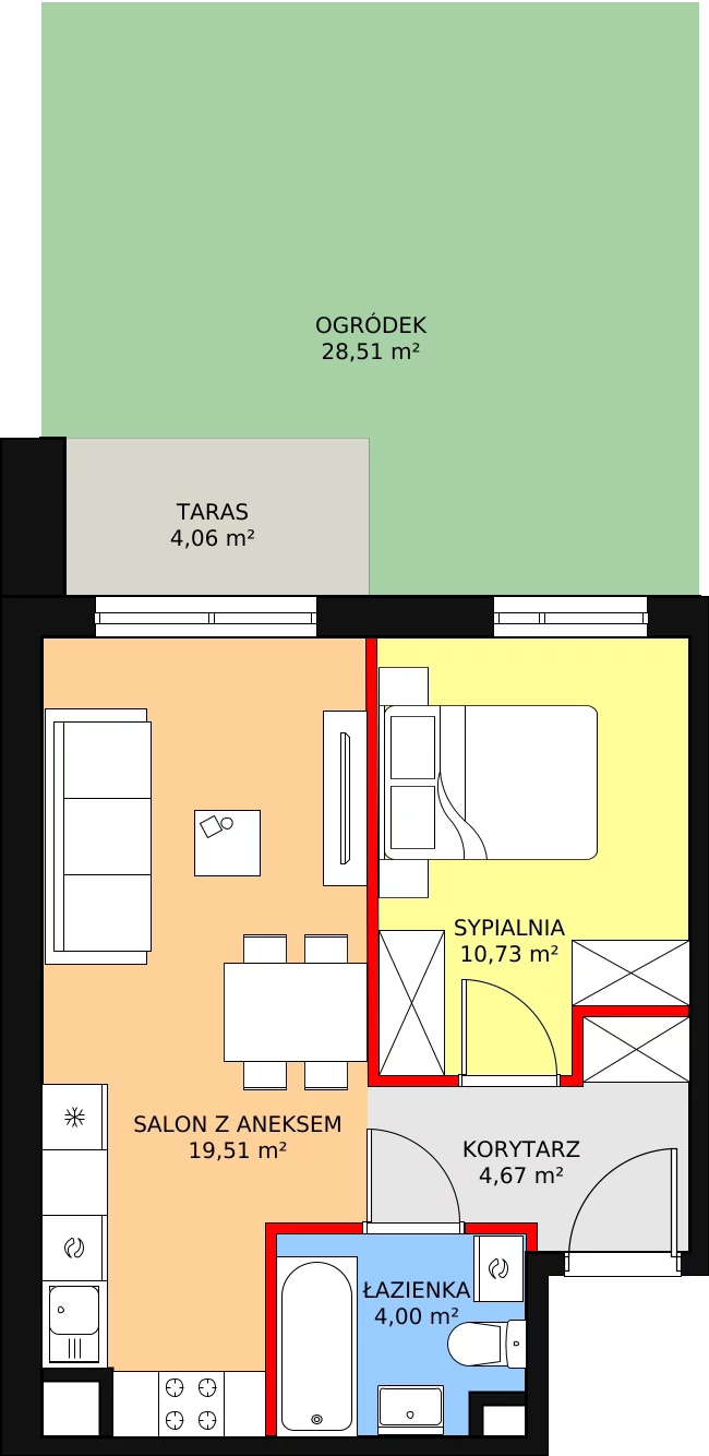 Mieszkanie 38,91 m², parter, oferta nr A.02.0.02, Warszawska 58A, Warszawa, Ursus, Niedźwiadek, ul. Warszawska 58a