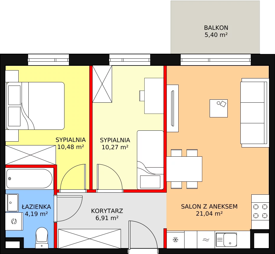 Mieszkanie 52,89 m², piętro 1, oferta nr A.01.1.14, Warszawska 58A, Warszawa, Ursus, Niedźwiadek, ul. Warszawska 58a