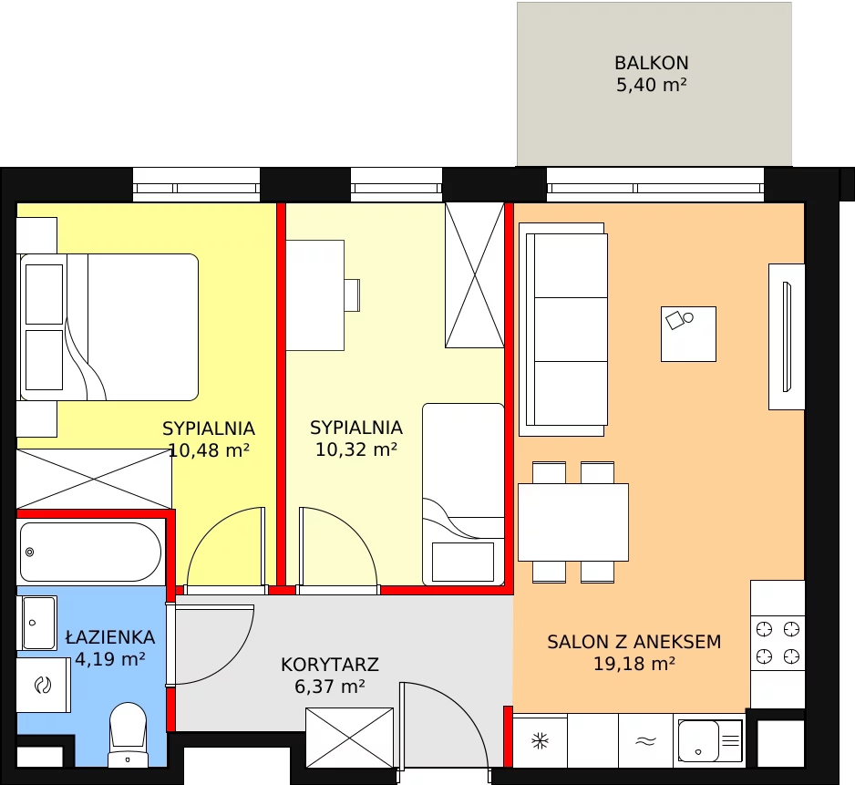 Mieszkanie 50,54 m², piętro 1, oferta nr A.01.1.15, Warszawska 58A, Warszawa, Ursus, Niedźwiadek, ul. Warszawska 58a