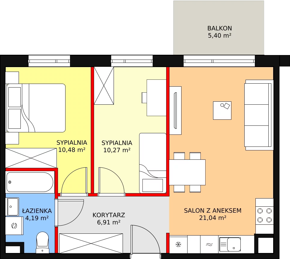 Mieszkanie 52,89 m², piętro 2, oferta nr A.01.2.24, Warszawska 58A, Warszawa, Ursus, Niedźwiadek, ul. Warszawska 58a