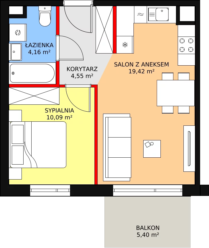 Mieszkanie 38,22 m², piętro 3, oferta nr A.01.3.29, Warszawska 58A, Warszawa, Ursus, Niedźwiadek, ul. Warszawska 58a