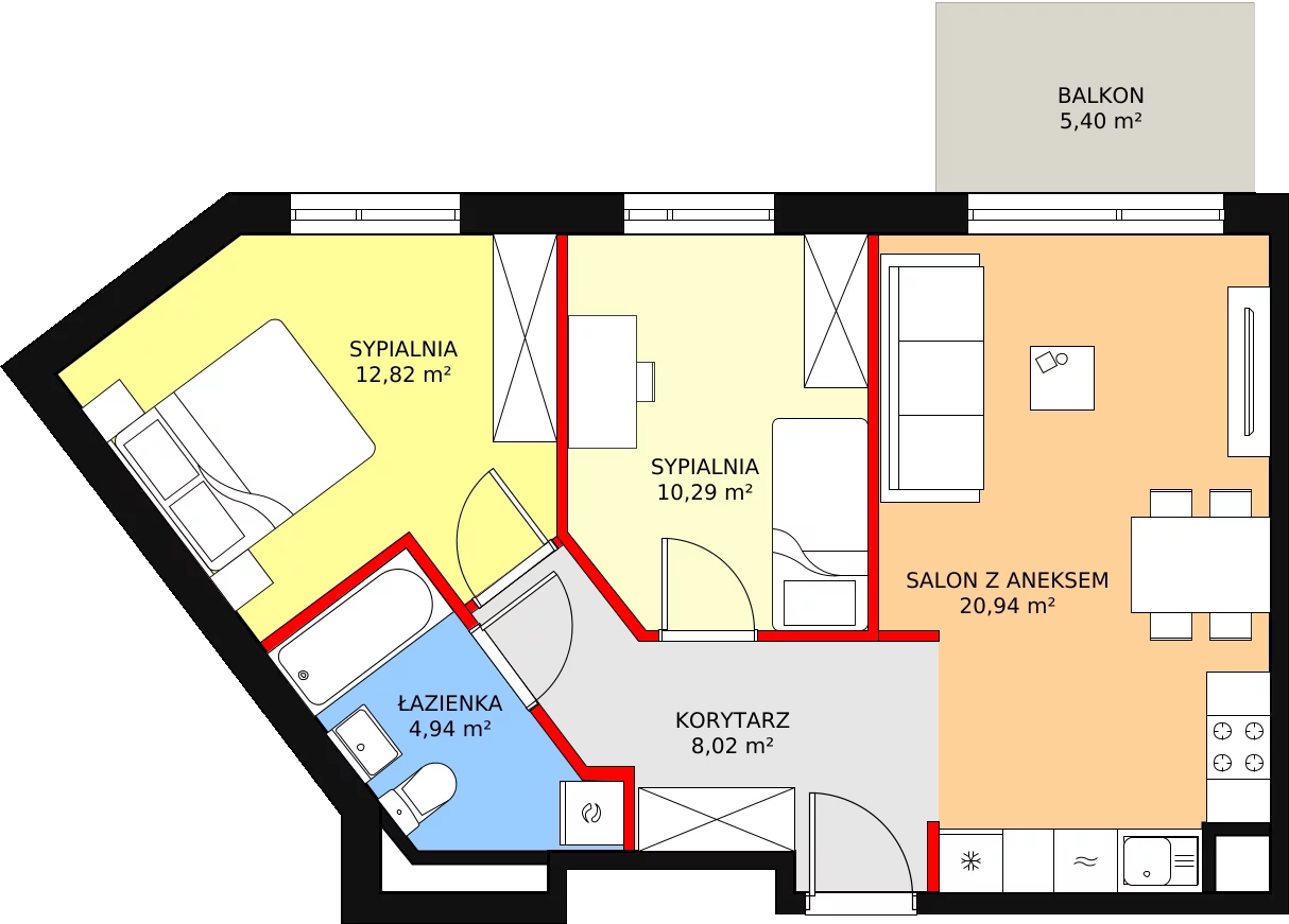 Mieszkanie 57,01 m², piętro 3, oferta nr A.01.3.32, Warszawska 58A, Warszawa, Ursus, Niedźwiadek, ul. Warszawska 58a