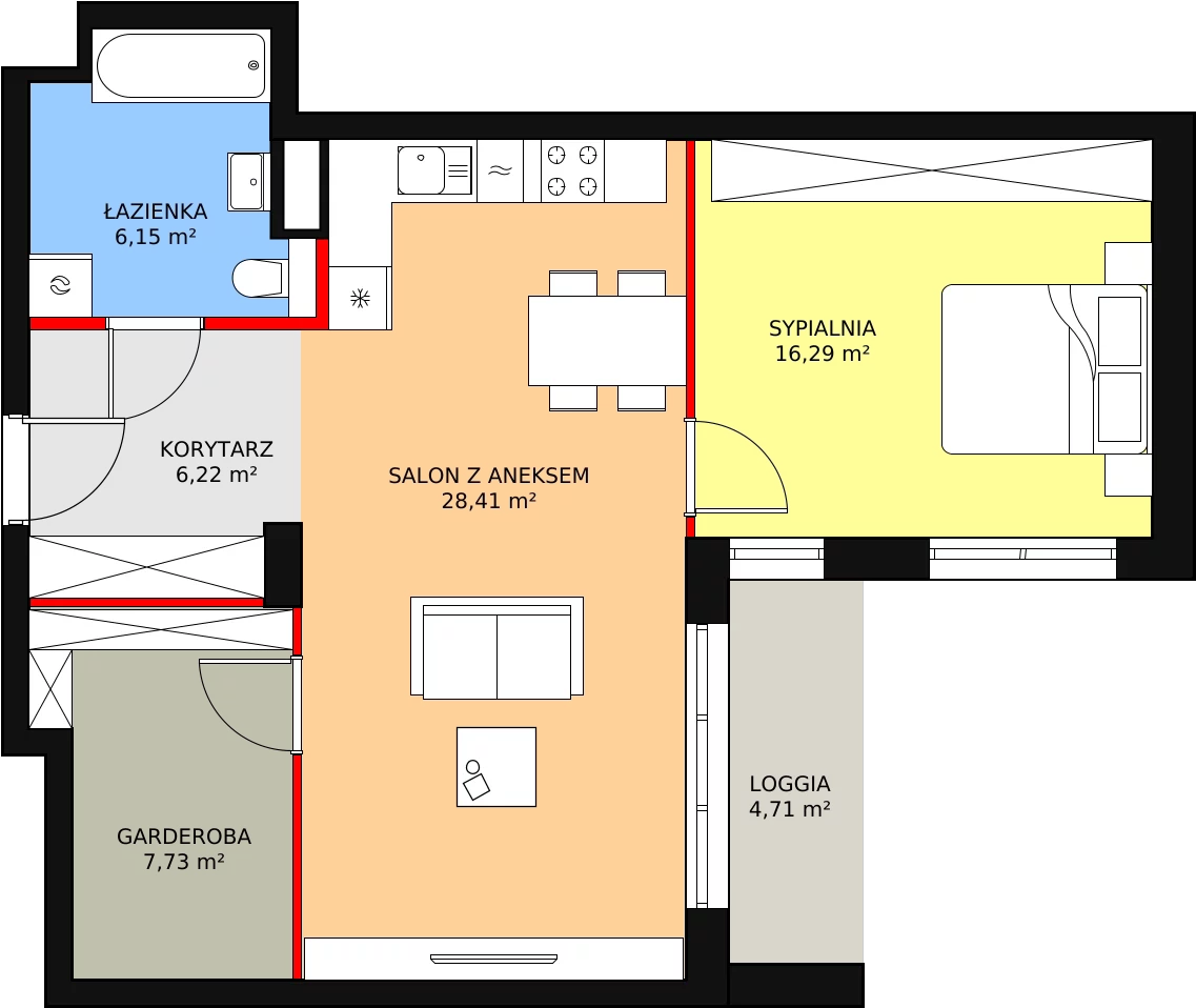 Mieszkanie 66,47 m², piętro 1, oferta nr 5-1-2, Zakątek Harmonia II, Warszawa, Białołęka, Szamocin, ul. Płochocińska