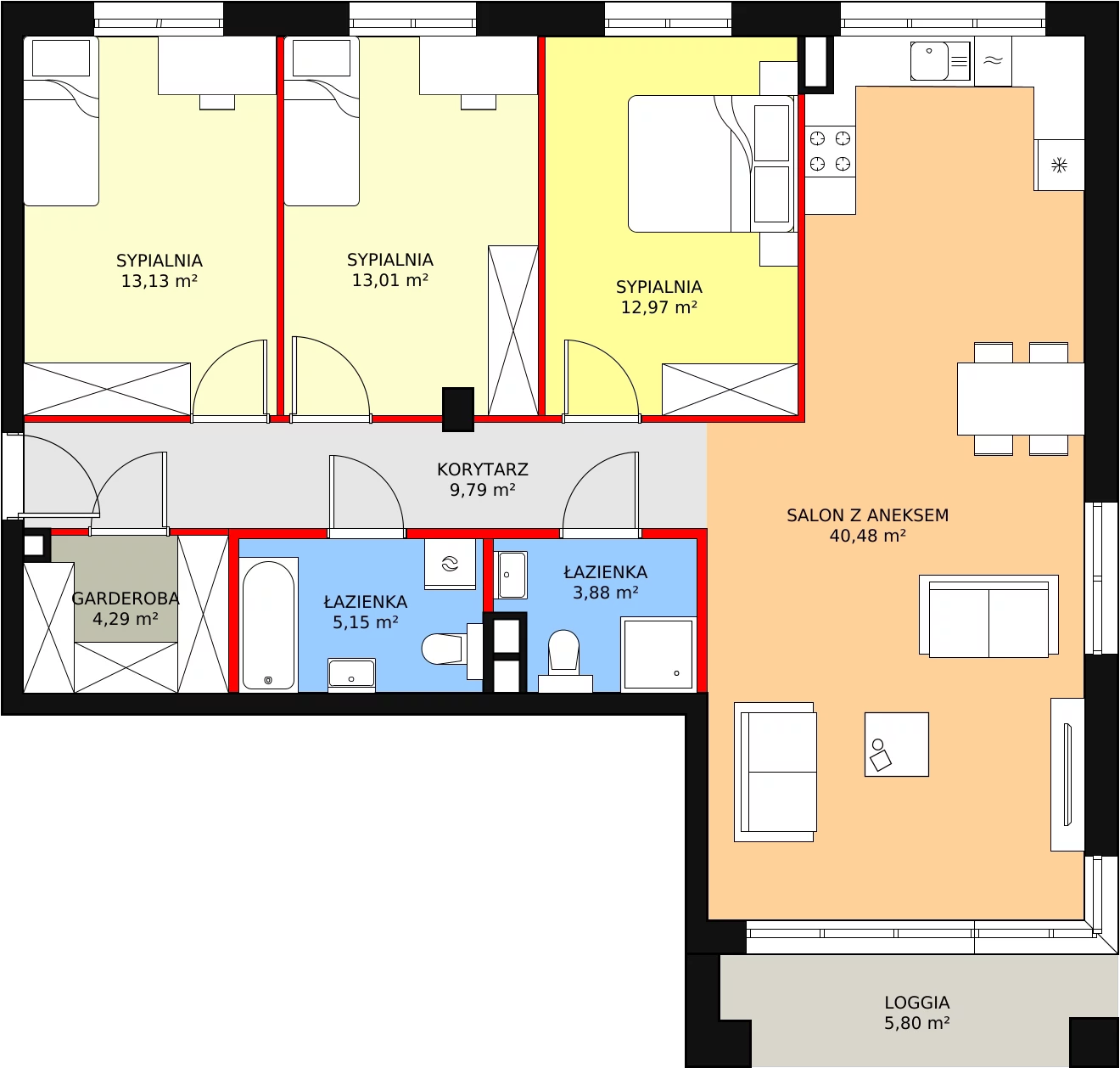 Mieszkanie 106,79 m², piętro 1, oferta nr 6-1-1, Zakątek Harmonia II, Warszawa, Białołęka, Szamocin, ul. Płochocińska