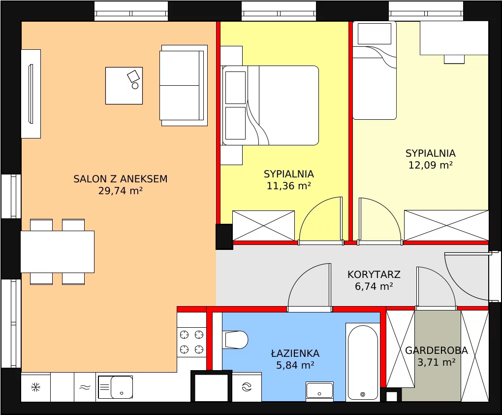 Mieszkanie 72,25 m², piętro 1, oferta nr 7-1-10, Zakątek Harmonia II, Warszawa, Białołęka, Szamocin, ul. Płochocińska