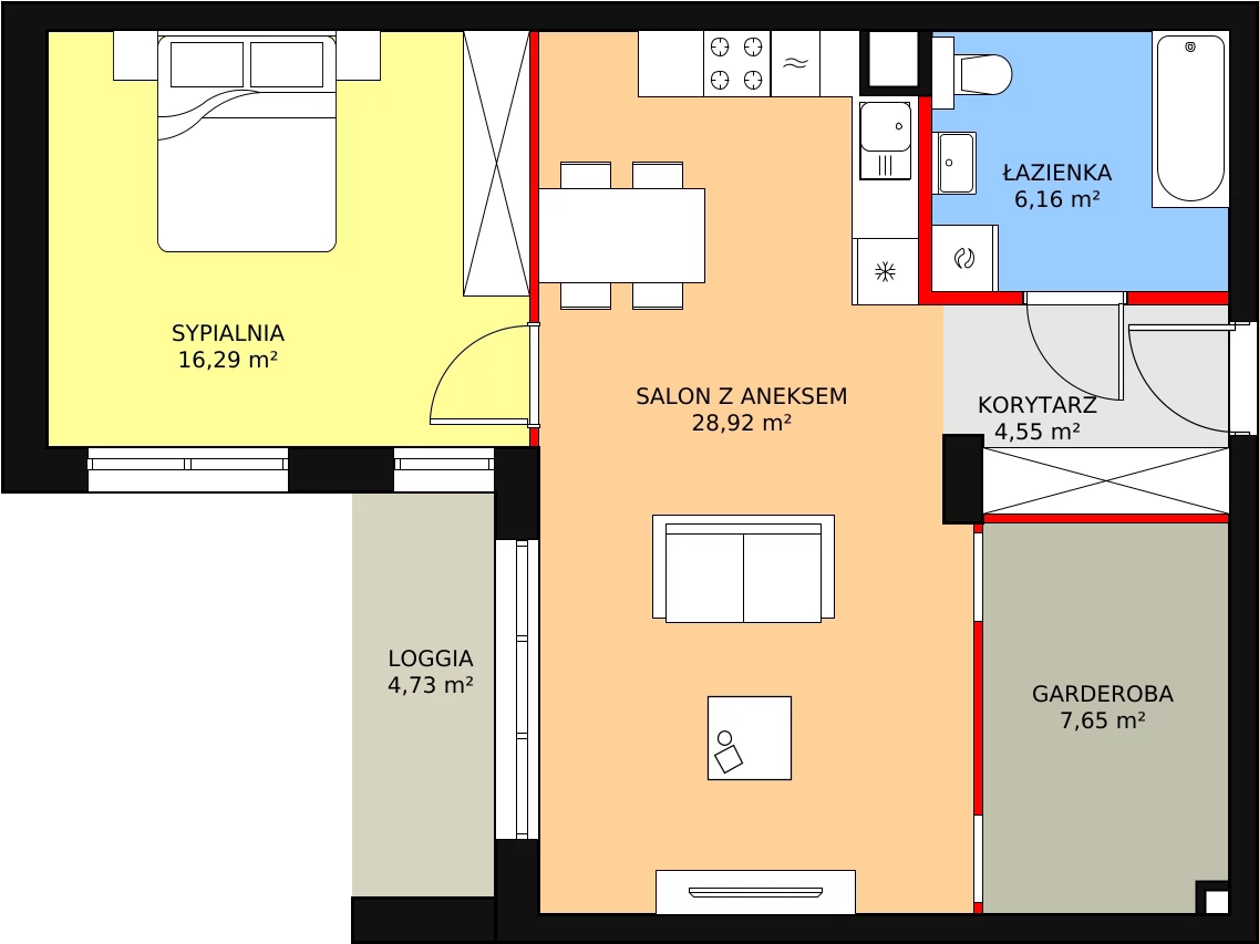 Mieszkanie 65,50 m², piętro 1, oferta nr 7-1-9, Zakątek Harmonia II, Warszawa, Białołęka, Szamocin, ul. Płochocińska