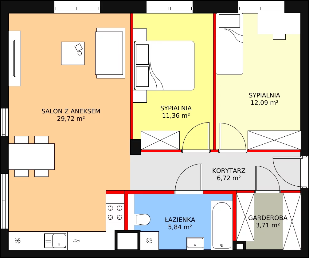 Mieszkanie 72,25 m², piętro 2, oferta nr 7-2-10, Zakątek Harmonia II, Warszawa, Białołęka, Szamocin, ul. Płochocińska