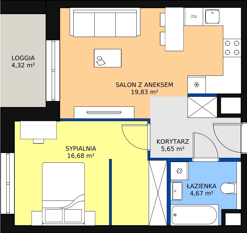 Zalety mieszkania 46.81 m², 5.02.A18