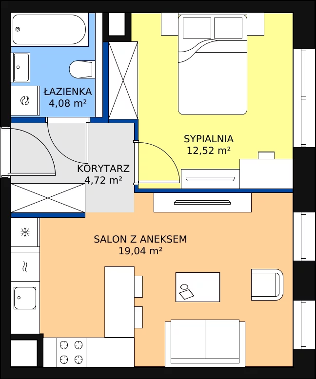 Zalety mieszkania 40.28 m², 5.02.B09