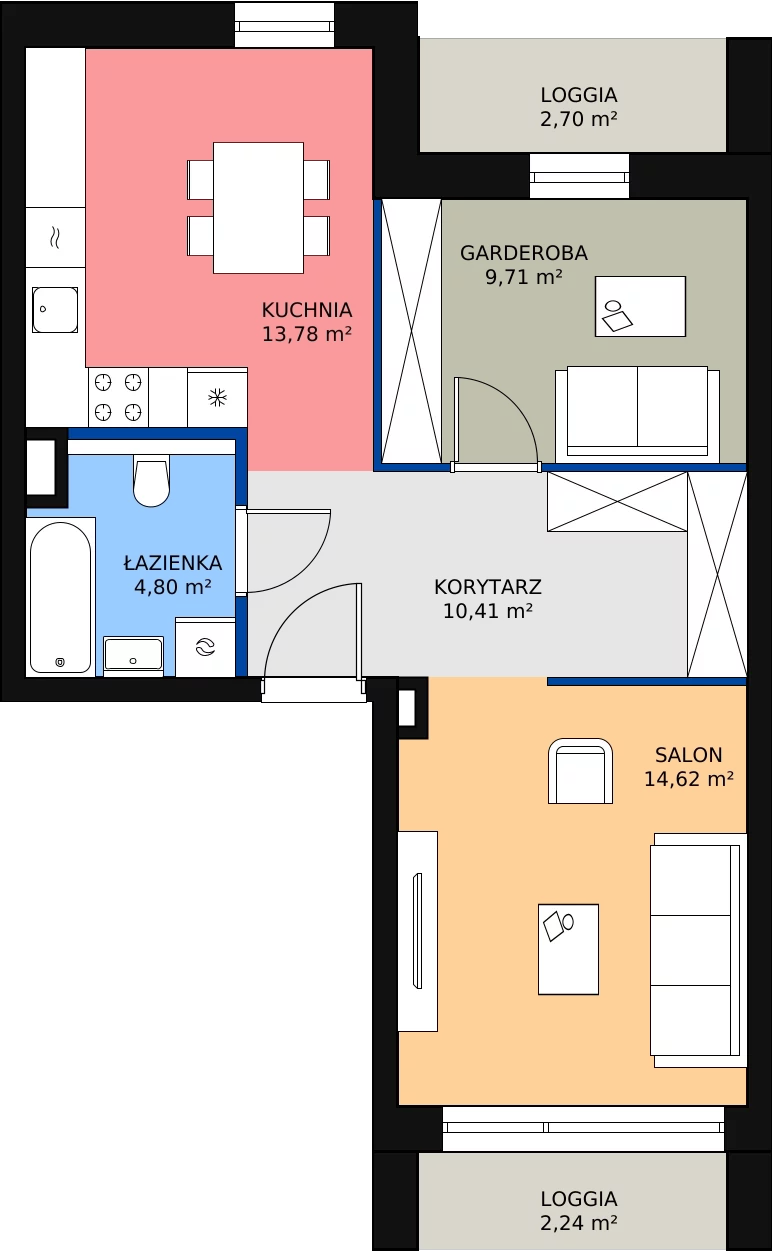 Zalety mieszkania 52.99 m², 5.02.B13