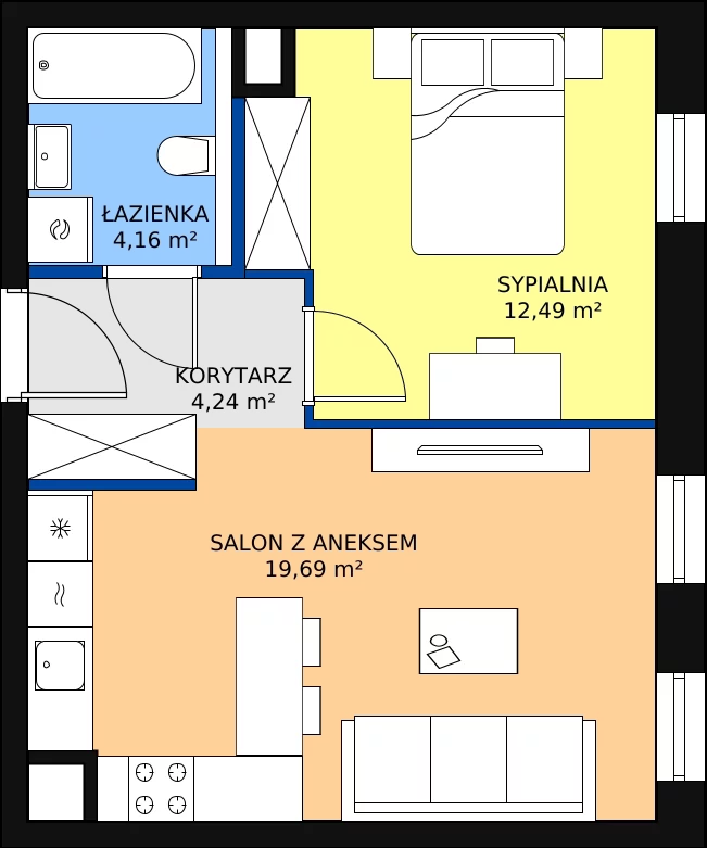 Zalety mieszkania 40.53 m², 5.03.B14