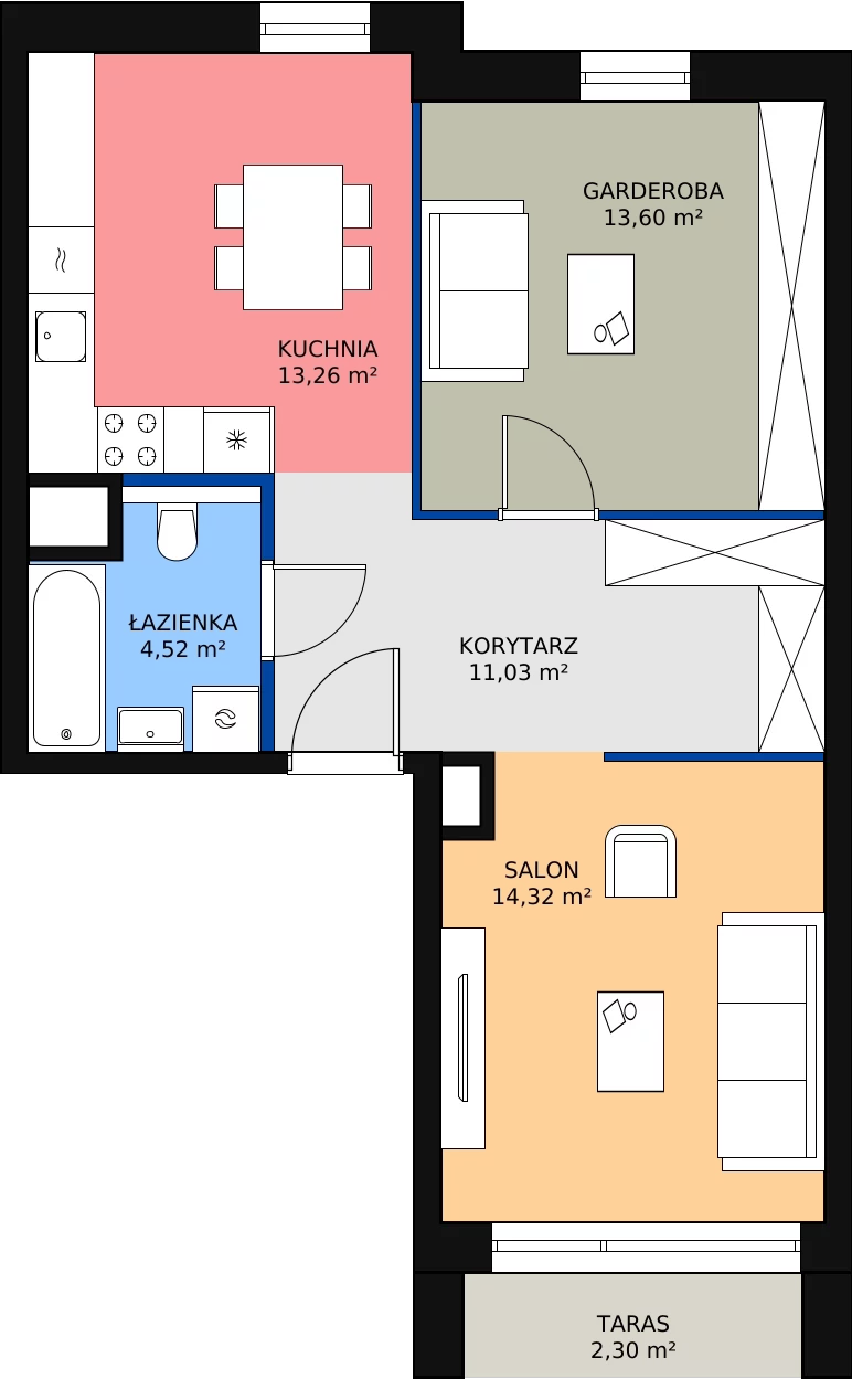 Zalety mieszkania 56.74 m², 5.04.B22