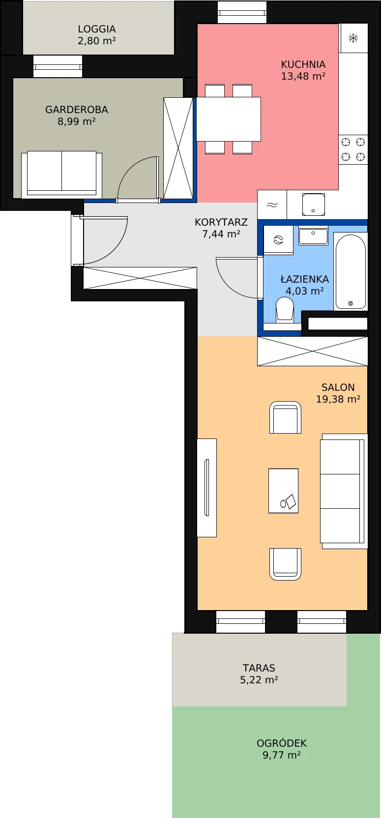 Zalety mieszkania 53.12 m², 5.00.C01