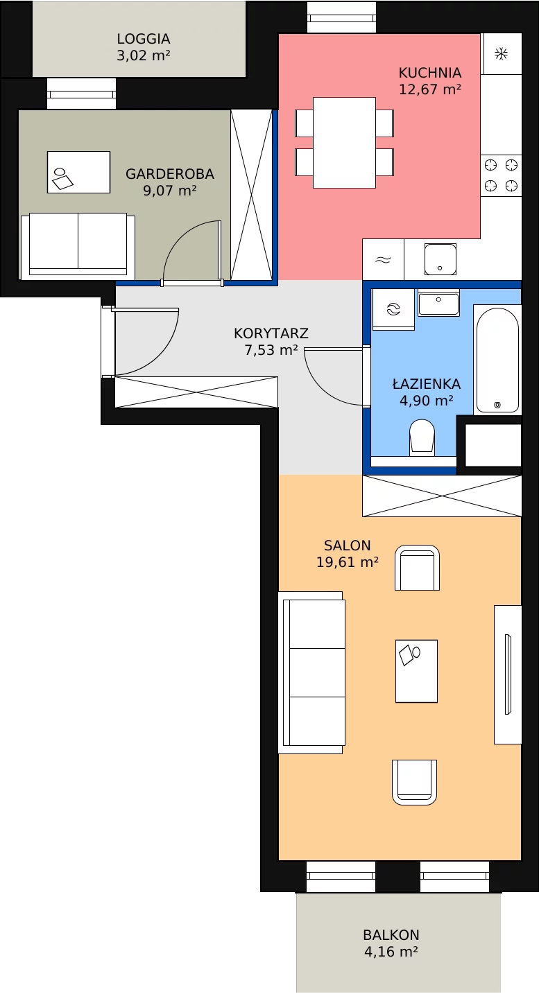 Zalety mieszkania 53.62 m², 5.02.C05