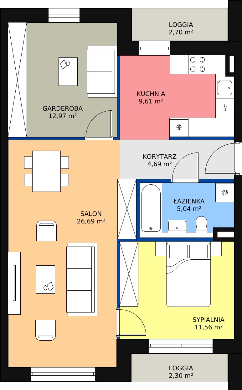Zalety mieszkania 70.5 m², 5.02.C07