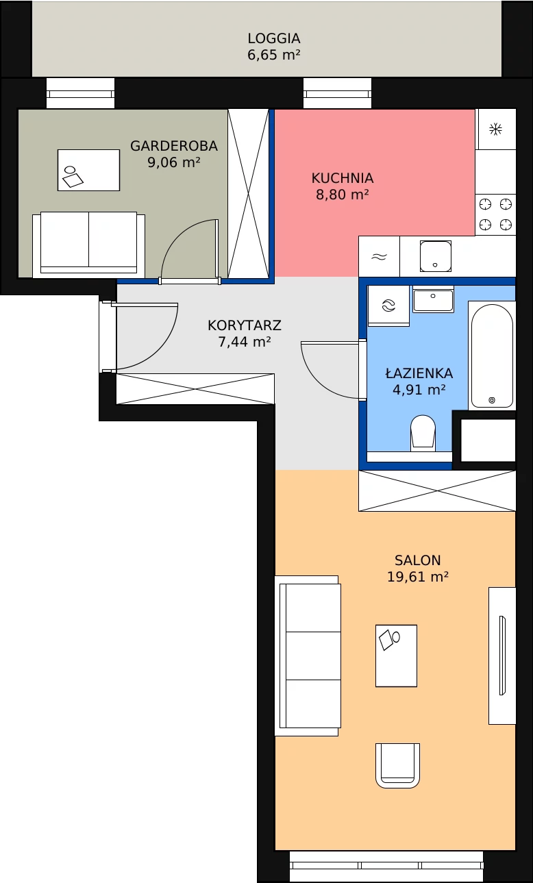 Zalety mieszkania 49.5 m², 5.03.C08