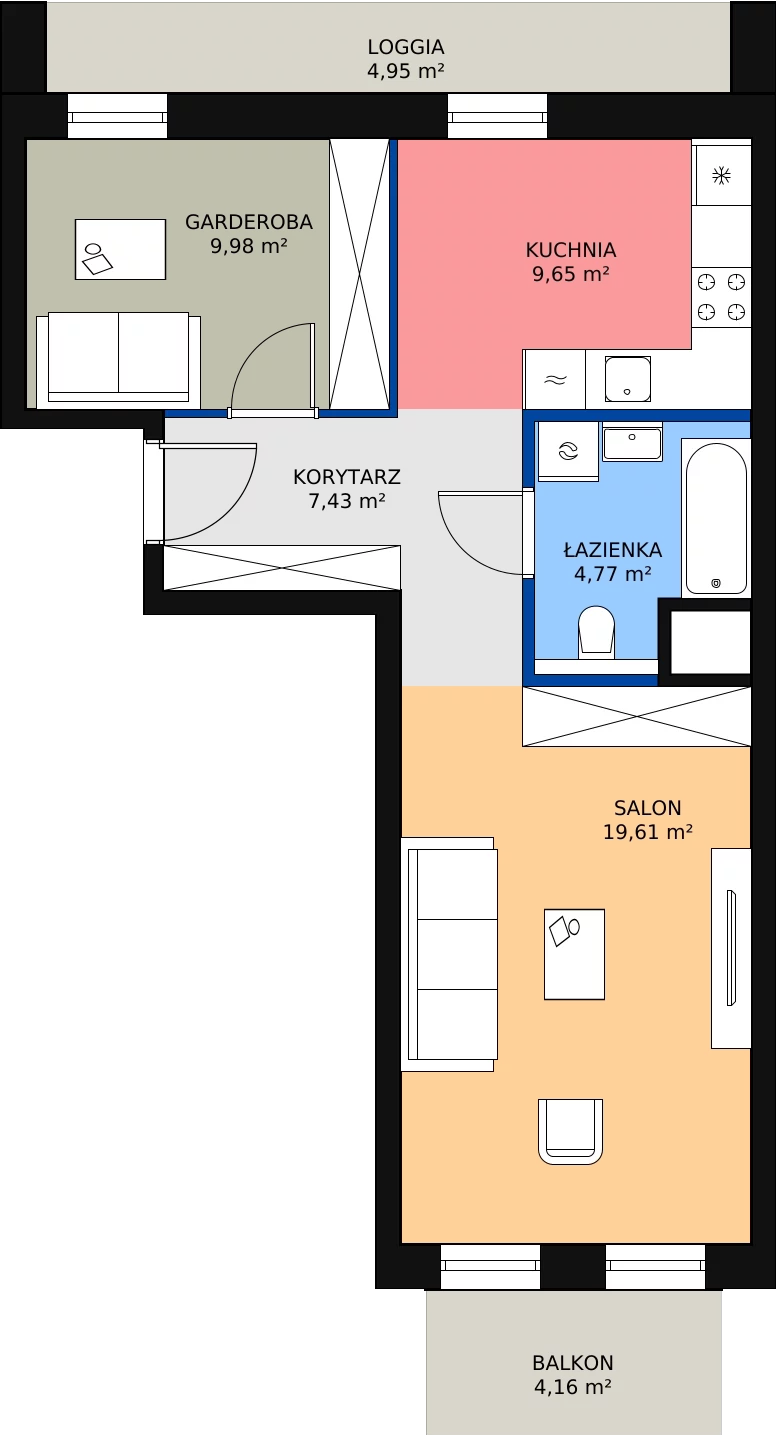 Zalety mieszkania 51.36 m², 5.04.C11