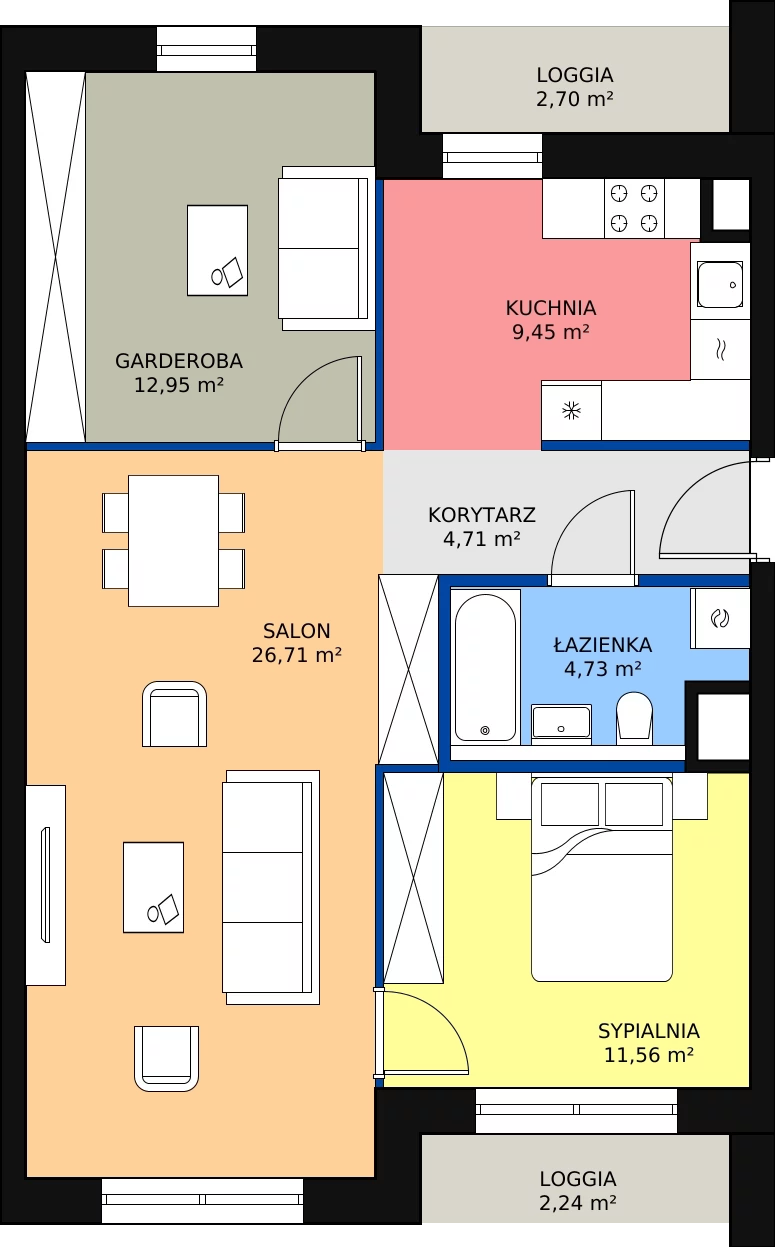 Zalety mieszkania 69.67 m², 5.04.C13