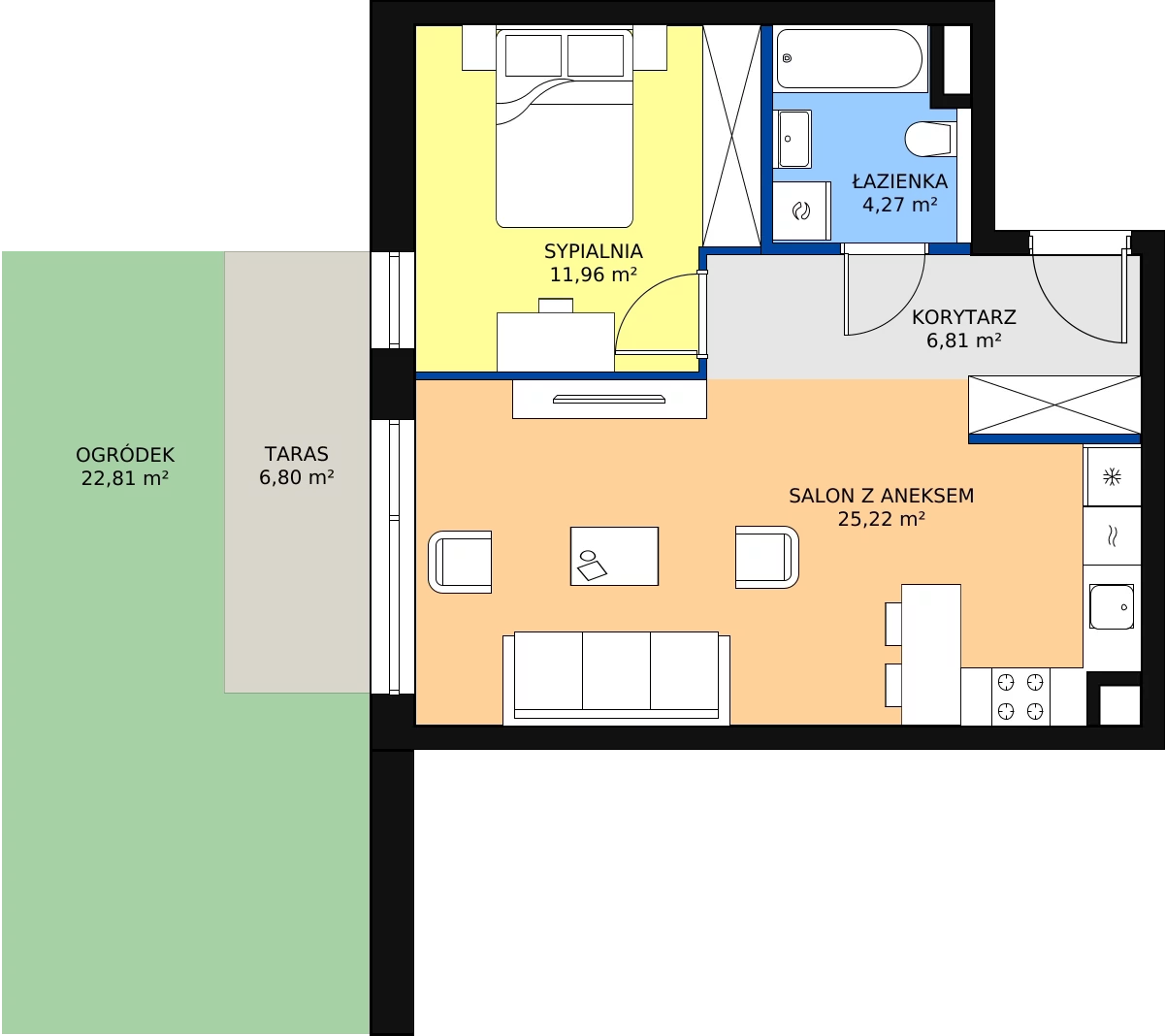 Zalety mieszkania 48.17 m², 5.00.D04