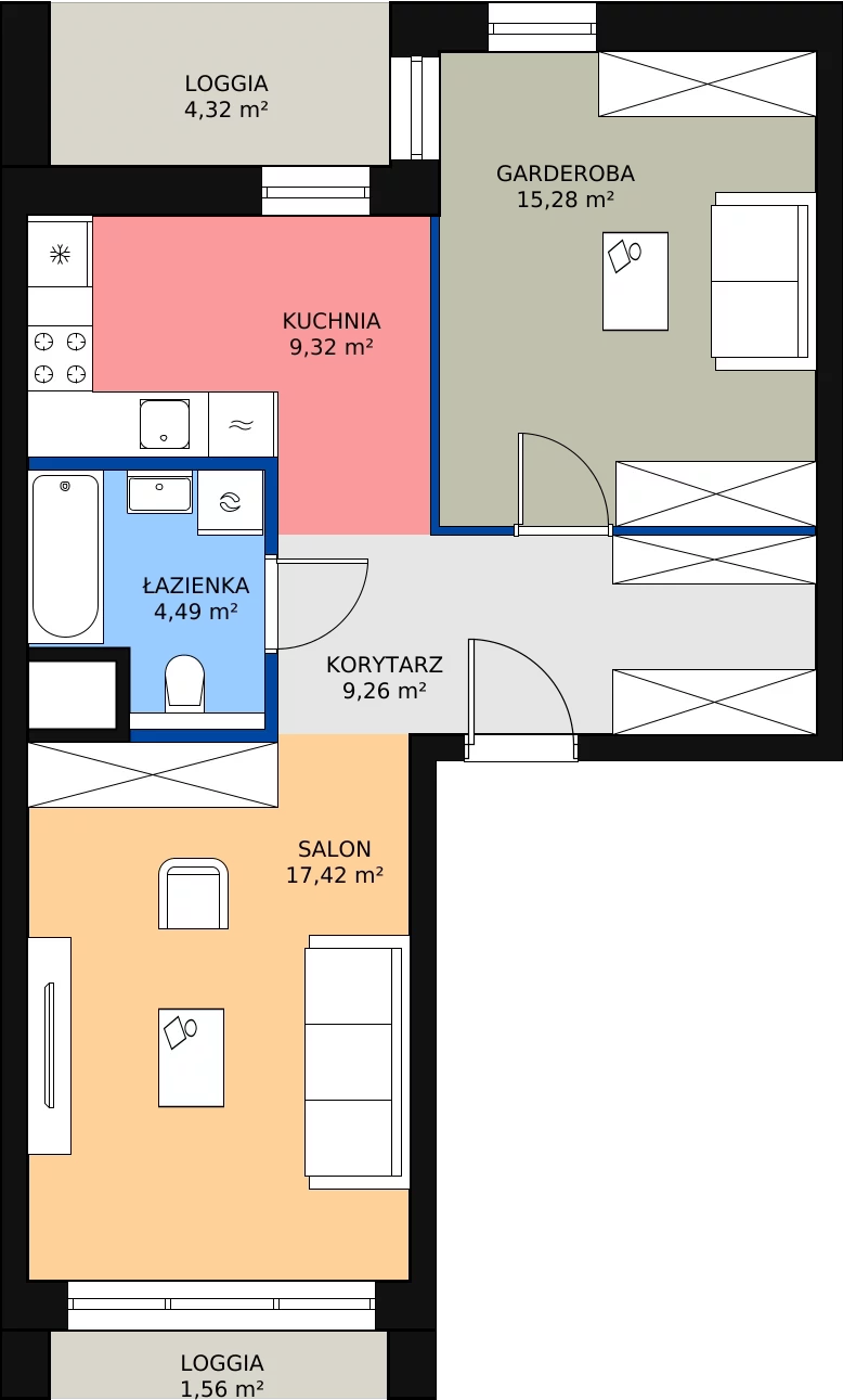 Zalety mieszkania 55.48 m², 5.02.D09