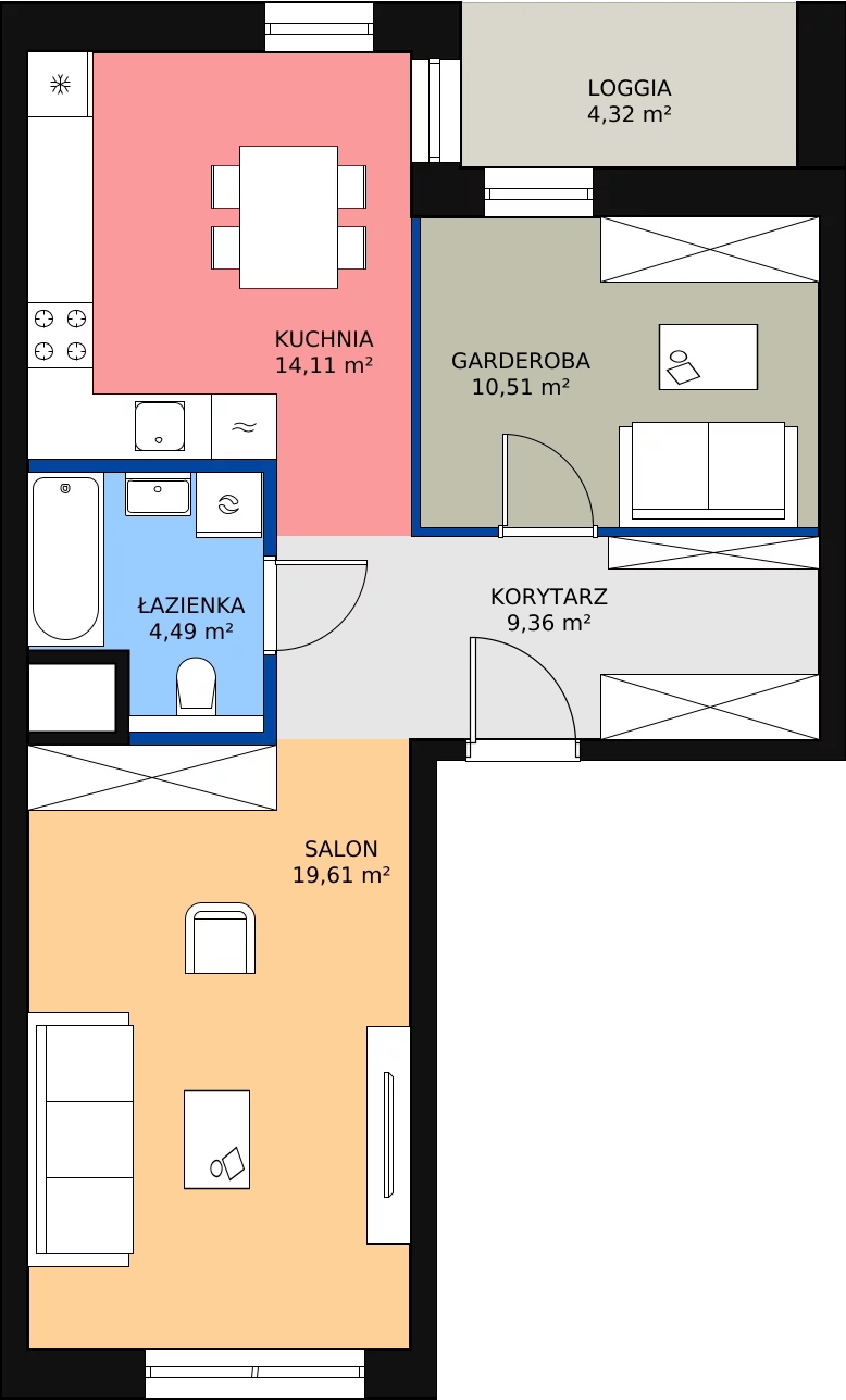Zalety mieszkania 57.88 m², 5.03.D13