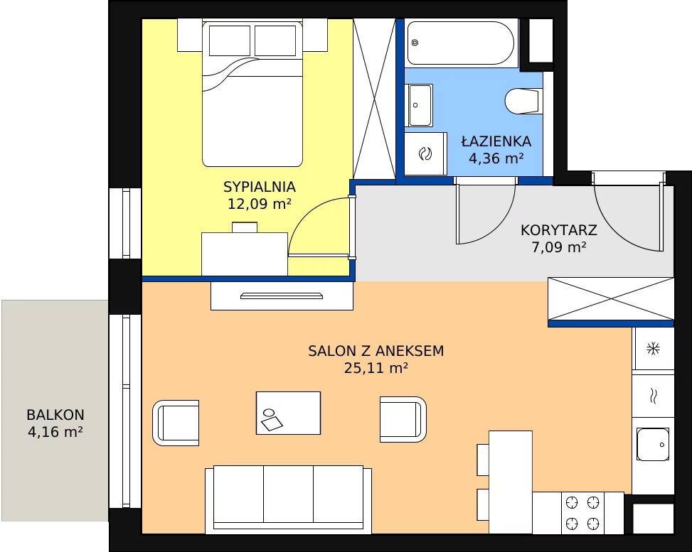 Zalety mieszkania 48.71 m², 5.04.D20