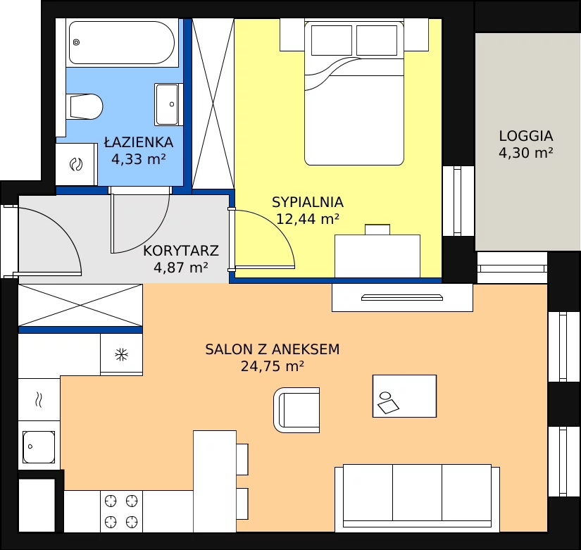 Zalety mieszkania 46.33 m², 5.02.E12