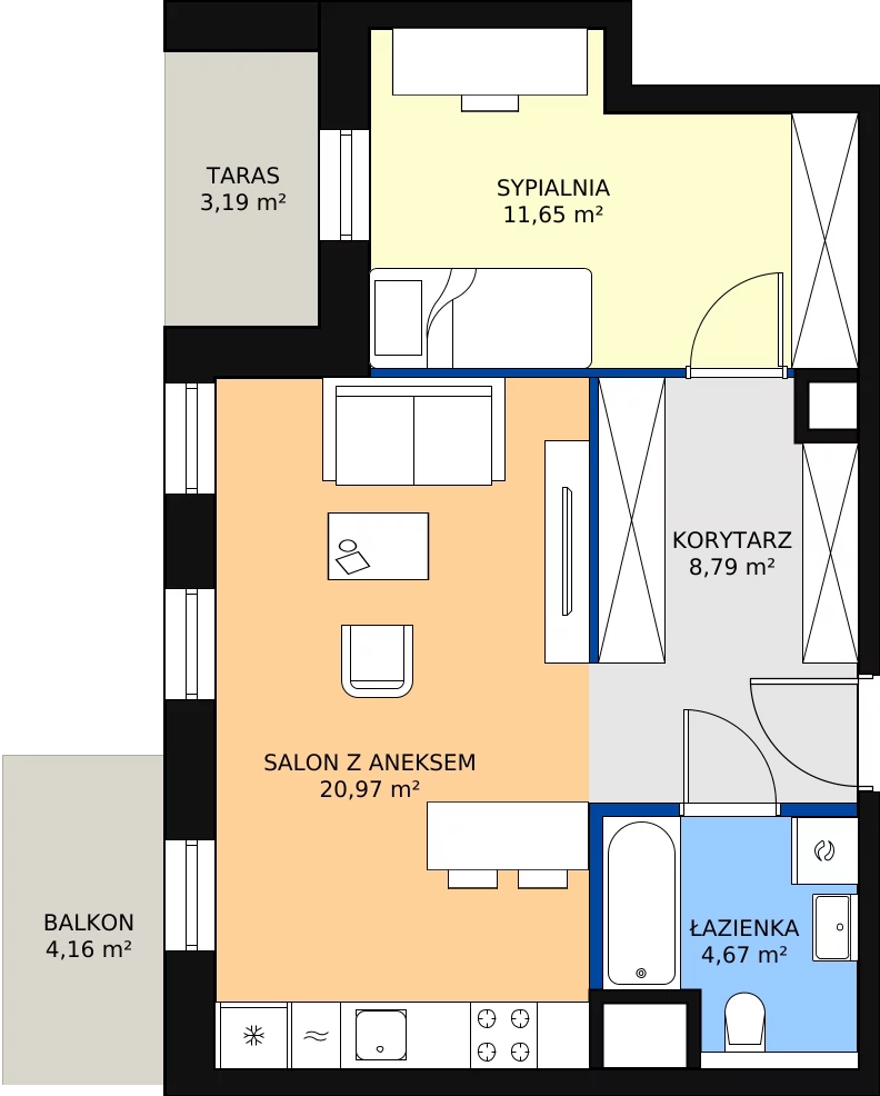 Zalety mieszkania 46.09 m², 5.03.E20