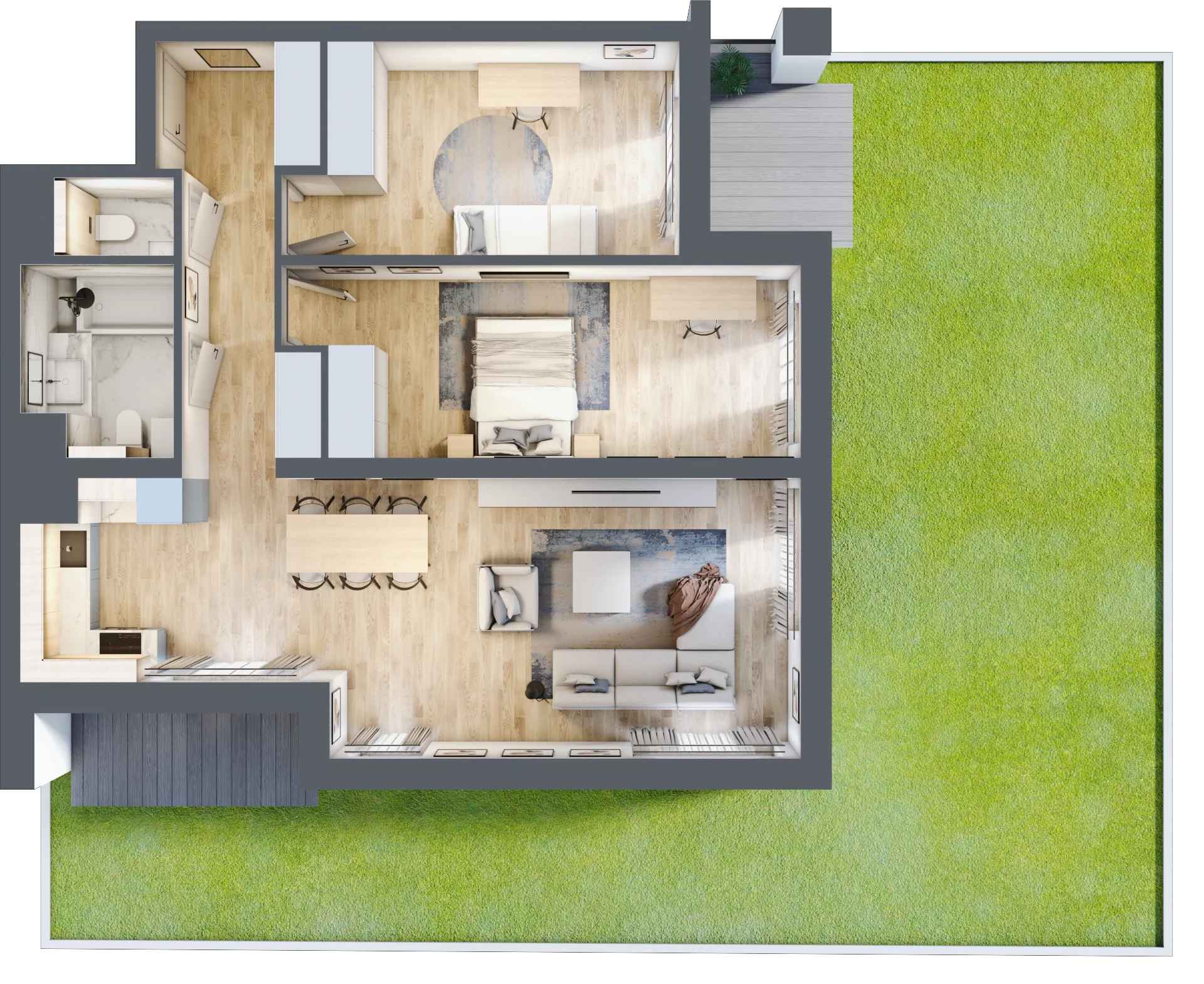 3 pokoje, mieszkanie 78,20 m², parter, oferta nr B1-00-3A, Francuska Park, Katowice, Osiedle Paderewskiego-Muchowiec, Muchowiec, ul. Szybowcowa